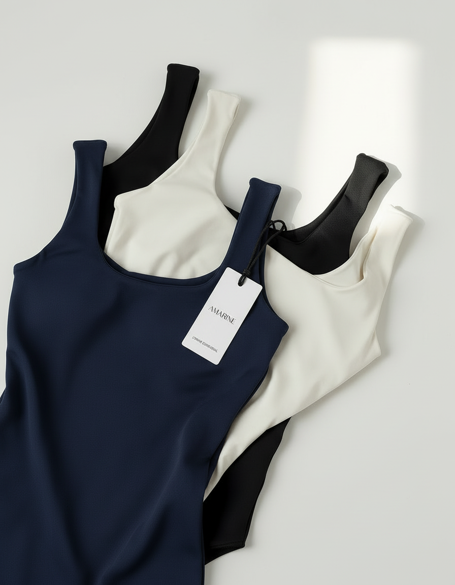 Kit de regatas Amarine nas cores azul marinho, off-white e preta